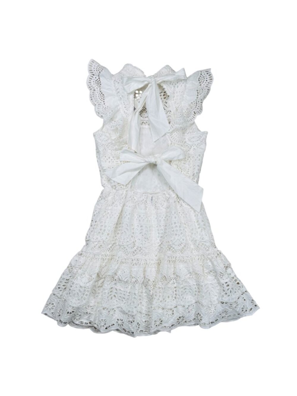 Sea New York Patricia Lace Open Back Bows 6 Cotton Eyelet Dress Twee - Picture 4 of 8
